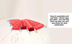 SYGA 6 Pieces of Paper Flower Fan Decoration Background Wall DIY Paper Fan Flower Ball Set(Red)