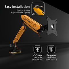 ETHU Single Heavy Duty Monitor Arm for 17-42 inches Monitors with 30 RGB Lighting Effects,Holds 15KG/33lbs,Ultrawide Monitor Arm for Curved Flat Monitors (Yellow)