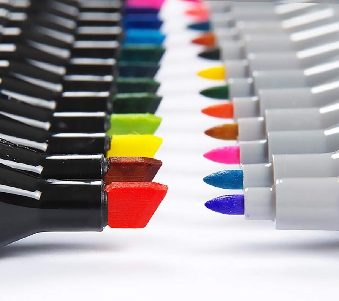 SYGA 168 Graphic Marker Set, Dual Tips Blender Art Markers for Drawing Sketching Coloring Artist Pens and Underlining, Professional Permanent Sketch Markers for Kids and Adult (Multicolor)