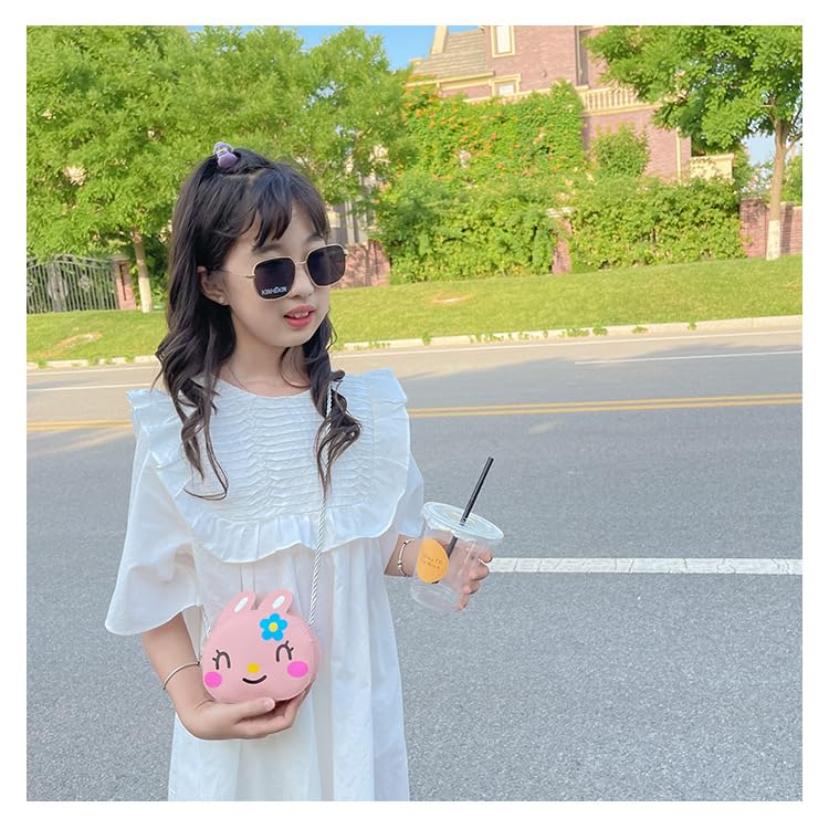 SYGA Children's Rabbit Sling Bag Small Mini Coin Bag Cartoon Backpack PU Leather Kitten Handbag for Toddlers Kids (Beige)