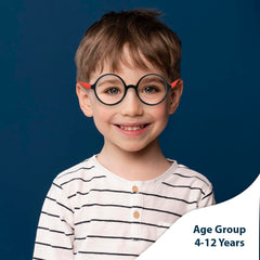 SYGA Children's Glasses Silicone Eye Protection Flat Glasses Suitable For 4-12 Years old(Blue frame yellow legs)