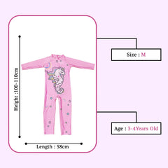 SYGA Children's Swimsuit Long Sleeve Seahorse Unicorn-M Size Perfect for Kids Age 3-4 Years Old (Pink)