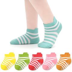 MOMISY Baby Girl Boys children Non Slip Toddlers Infant children Cotton Stretch Crew Anti skid Slip Socks-6 Pairs(AntiSkid-Stripe, 1 to 3 years)