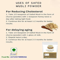 Organic Safed Musli Root Powder – 100g | Ayurvedic Supplement for Strength, Stamina, Vitality & Performance
