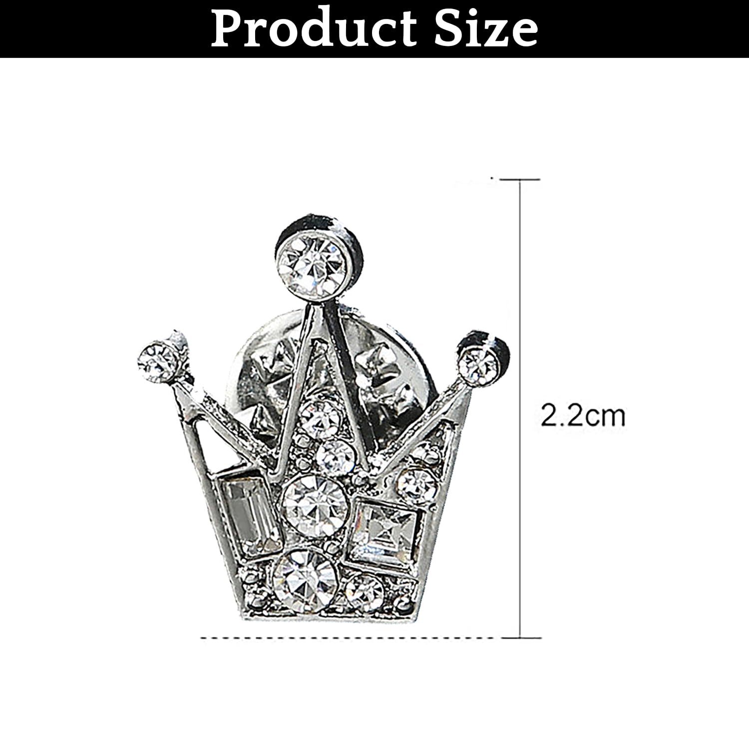 SYGA Men's Suit Chest Brooch Fashionable Gemstone Decoration Diamond Clothing Accessories(Silver Crown)