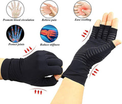 MOMISY Arthritis Gloves Copper-Infused Fingerless Compression Gloves to Speed Up Recovery & Relieve Symptoms of Arthritis RSI Tendonitis & More for Men & Women - 1 Pair, Black, Medium