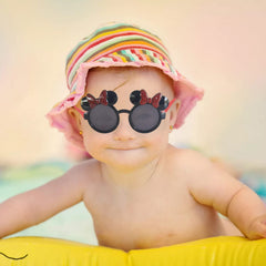 SYGA Children's Bow-Knot Sunglasses Girl Baby Cute Mouse Ear Shaped Kids Sunglasses Cartoon Concave Shape Girl Eyes Black