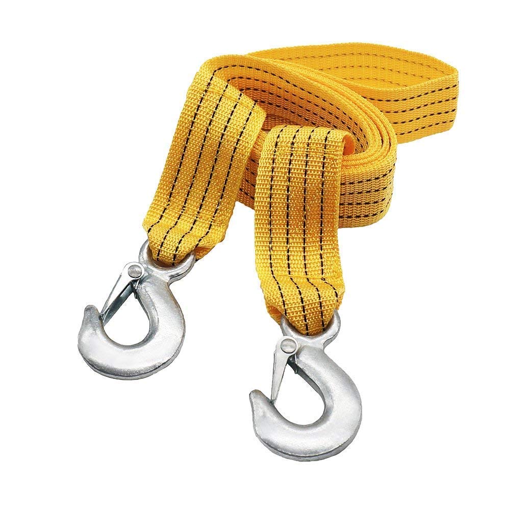 Syga Metal, Nylon Emergency Rope car Traction Rope Load Bearing 3 tons Trailer with Off-Road Trailer Hook, 3 m (Medium, Yellow)