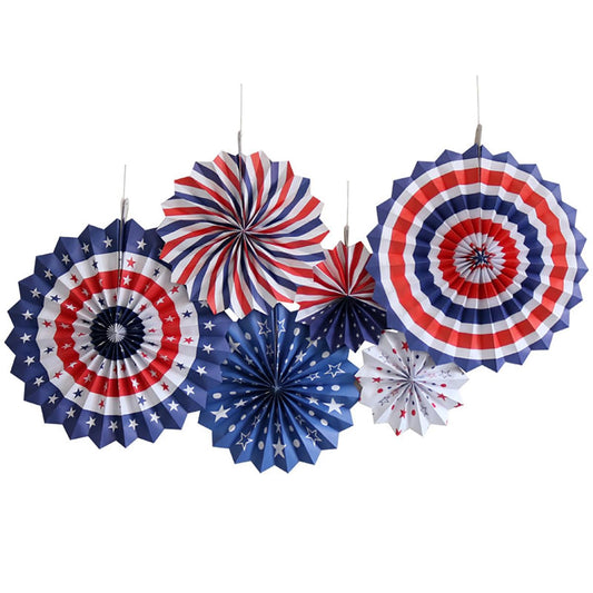 SYGA 6 Pieces of Paper Flower Fan Decoration Background Wall DIY Paper Fan Flower Ball Set(Multi)
