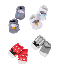 SYGA Small Size 4 Pair Non Slip Cloud and Mickey Design Ankle Length Baby Socks