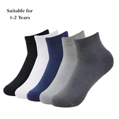 MOMISY 5 Pairs Baby Girl Boys Tube Socks Toddlers Infant Solid Color Ankle Socks Stretch Baby Socks (Multicolor, 1 Years-2 Years)
