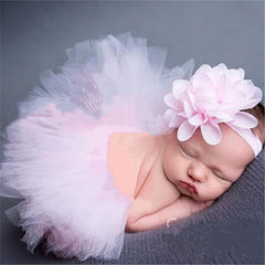 SYGA New Born Baby Girl Photography Tutu Skirt with Flower Headband Baby Girl Shower Suit - Orange