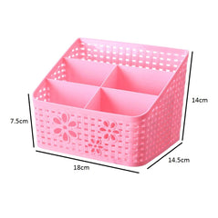 SYGA 4 Compartment Plastic Remote Stand,Makeup Organizer,Basket Desktop Storage Organizer(Blue)