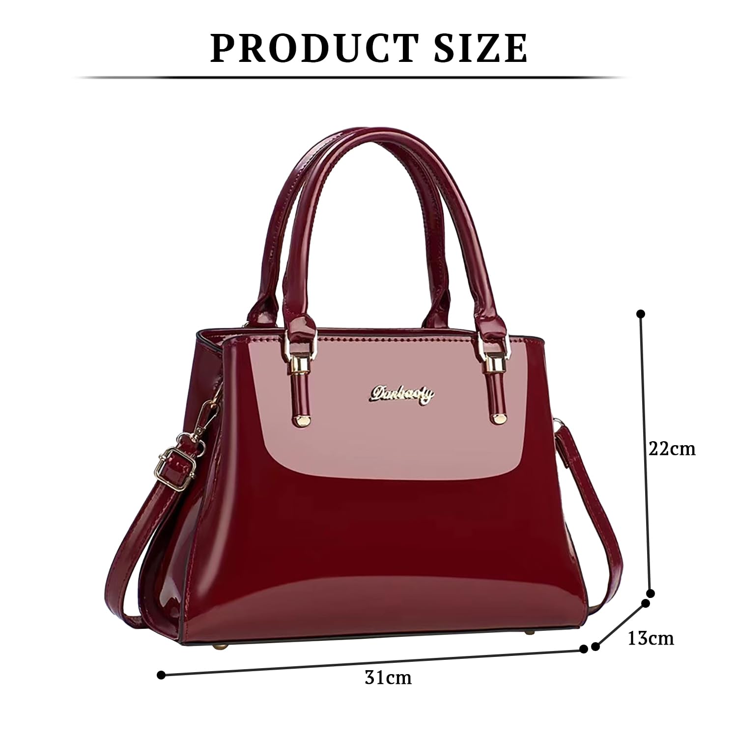 SYGA Pack of 3 Women's Glossy Patent Leather Clutch,Wallet & Handbag, Zipper Purse Suitable Gift for a Festival,occasion,Birthday(RED)