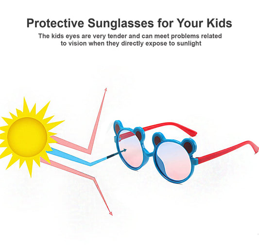 SYGA Kids Goggles, Modern Stylish Eyewears for Boy's and Girls, Mickey Mouse Style with UV Protection Lense Suitable for Age 3 to 8 Years - Blue Frame & Red Legs