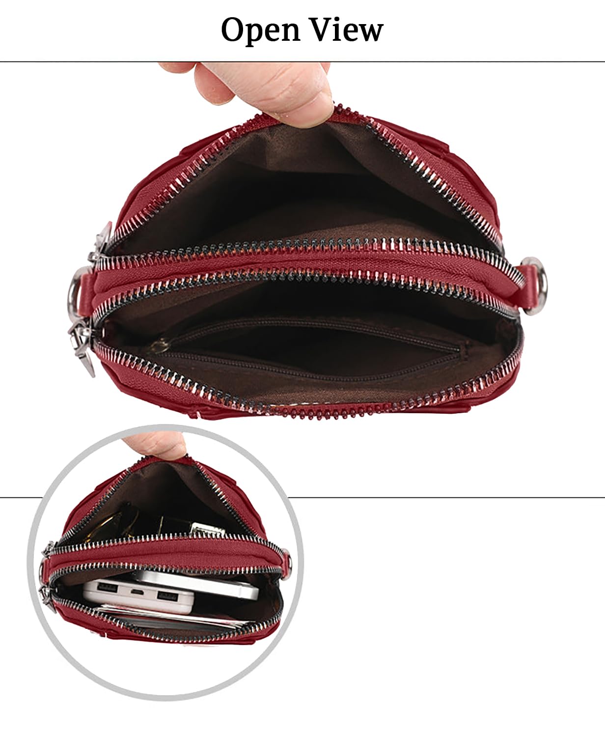 SYGA Women's Soft Leather Crossbody Mini Small Bag Fashion Vertical Style Small Mobile Phone Bag(Wine Red)