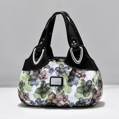 SYGA Women's Printed PU Leather Hobo Bag, Multiple Colors and Patterns, Crossbody Shoulder(BLACK FANTASY GREEN FLOWER)