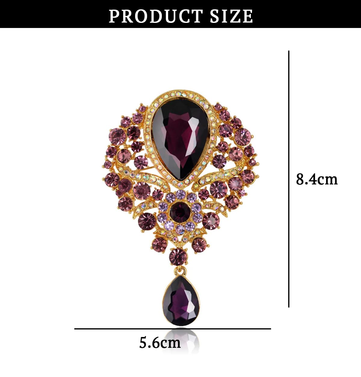 SYGA Brooch Pin Fashion Crystal Rhinestone Jewellery Pin Vintage Clothing Accessories Decoration Glass Pendant Purple Brooches For Women- S246