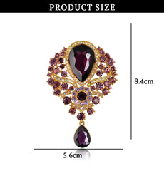 SYGA Brooch Pin Fashion Crystal Rhinestone Jewellery Pin Vintage Clothing Accessories Decoration Glass Pendant Purple Brooches For Women- S246