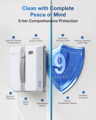 ECOVACS WINBOT Window Cleaning Robot - Compact Design, Dual Nozzles with Ultrasonic Spray, 9-Stage Protection System, Intelligent Path Planning, 3 Cleaning Modes, Anti-Slipping System
