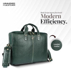 HAMMONDS FLYCATCHER Men Genuine Leather Office Bag - Laptop Bag - Padded Laptop Compartment, Fits 14 Inch Laptop - Adjustable Strap, 1 Year Warranty - Office, Travel, Daily Use - Brushwood, Brown