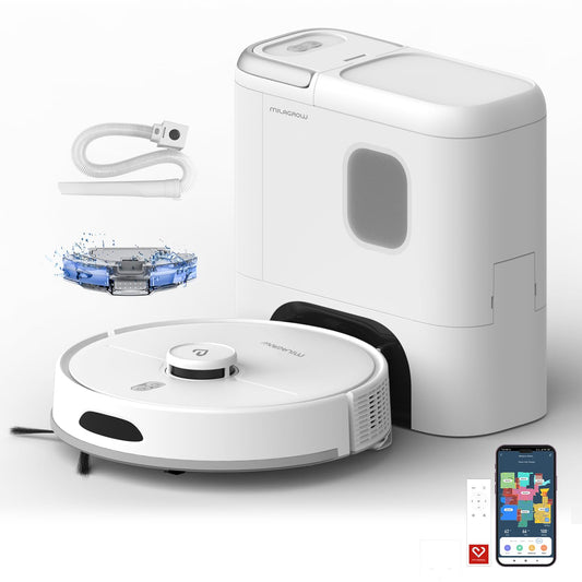 MILAGROW Imap15 AI Plus, Lidar, Convertible Robotic Vacuum Cleaner, Powerful 10000Pa Suction, 3.5L Self-Empty Dustbin, 70 Days Handsfree, 5200 Mah Battery, WiFi/APP/Alexa/Remote, (White), 260 Minutes