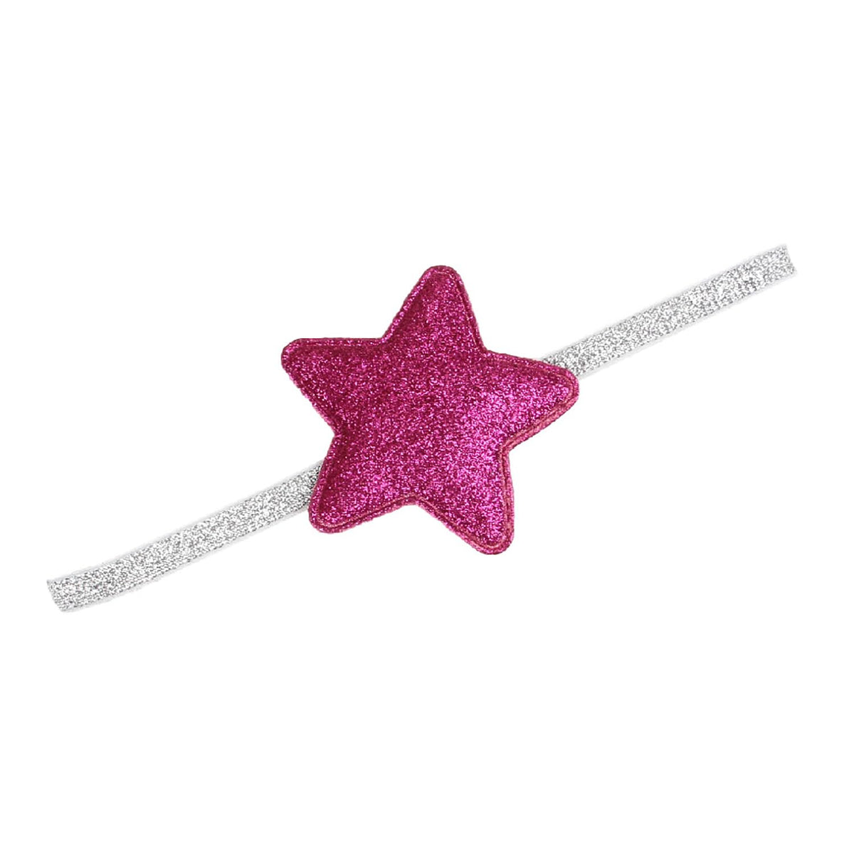 SYGA Baby Girl's Glittery Star Headband Soft & Stretchable Fabric Hairband for Infants, Toddlers Little Princesses (0-3 Years Dark Pink)