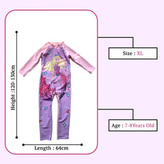 SYGA Children's Swimsuit Long Sleeve Yellow Hair Barbie Mermaid-XL size Perfect for kids Age 7-8 years old (Purple)
