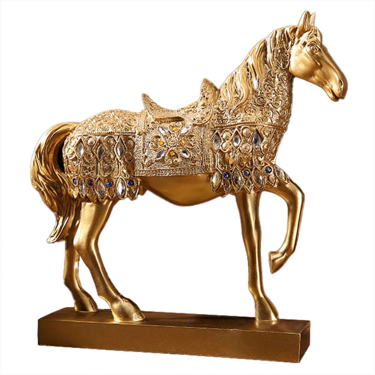SYGA Lucky Golden Horse Ornaments Living Room TV Cabinet Wine Cabinet Decorations