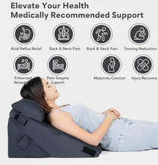Orthowala Premium Adjustable Bed Wedge Pillow with Headrest – Memory Foam Support for Acid Reflux, Snoring, Back & Leg Pain – 2 Years Warranty