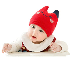SYGA Autumn Winter Cotton Knitted Baby Cap for Newborn Baby 6-12 Month - Red