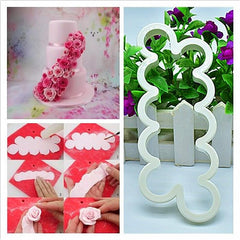 Syga 3pcs Cake Decoration Mold, DIY One-Piece Molded Fondant Roses Printing Mould Tool Set, Food Grade Cutter Modeling Tools for Christmas Party Wedding Cake in Mould Dessert Decorators, White