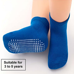 MOMISY kids Girl Boys children Non Slip Cotton Stretch Anti skid Socks-6 Pairs (AntiSkid-Dark, 3 to 5 years)