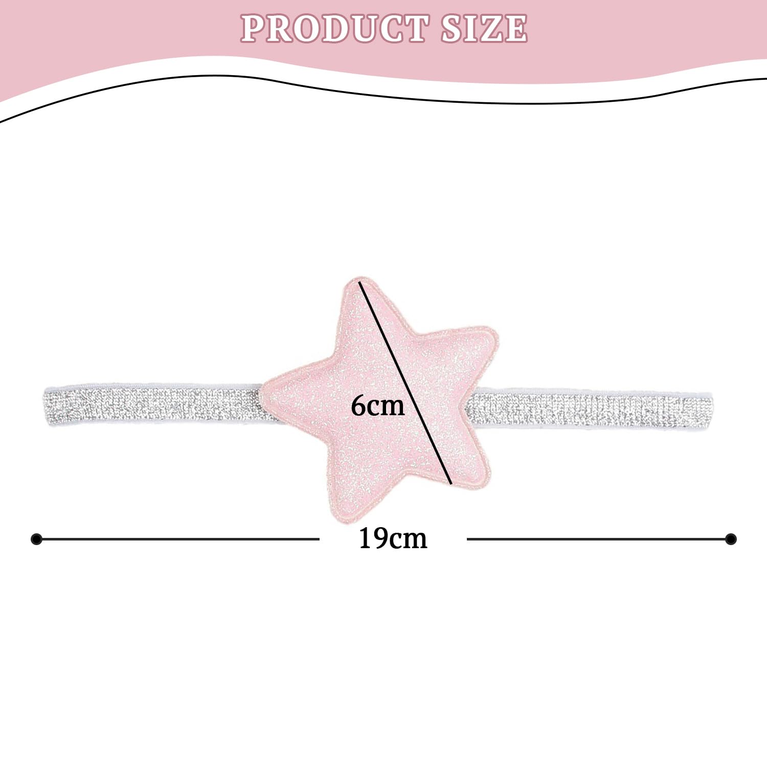 SYGA Baby Girl's Glittery Star Headband Soft & Stretchable Fabric Hairband for Infants, Toddlers Little Princesses (0-3 Years Light Pink)