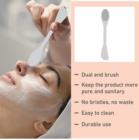 SYGA Face Cleasing Brush Silicone Face Scrubber Exfoliating Wash Brush Dual Face With Flexible Spatula Nose Cleaning Cream Applicator Mask Collector Great for Face Clean Care and Make Up- Green, 2pcs