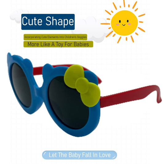 SYGA Children's Goggles Monkey Style Bow Tie Sunglasses Anti-UV Lens Eyewear Kids Sunglasses (Blue Frame Red Legs)