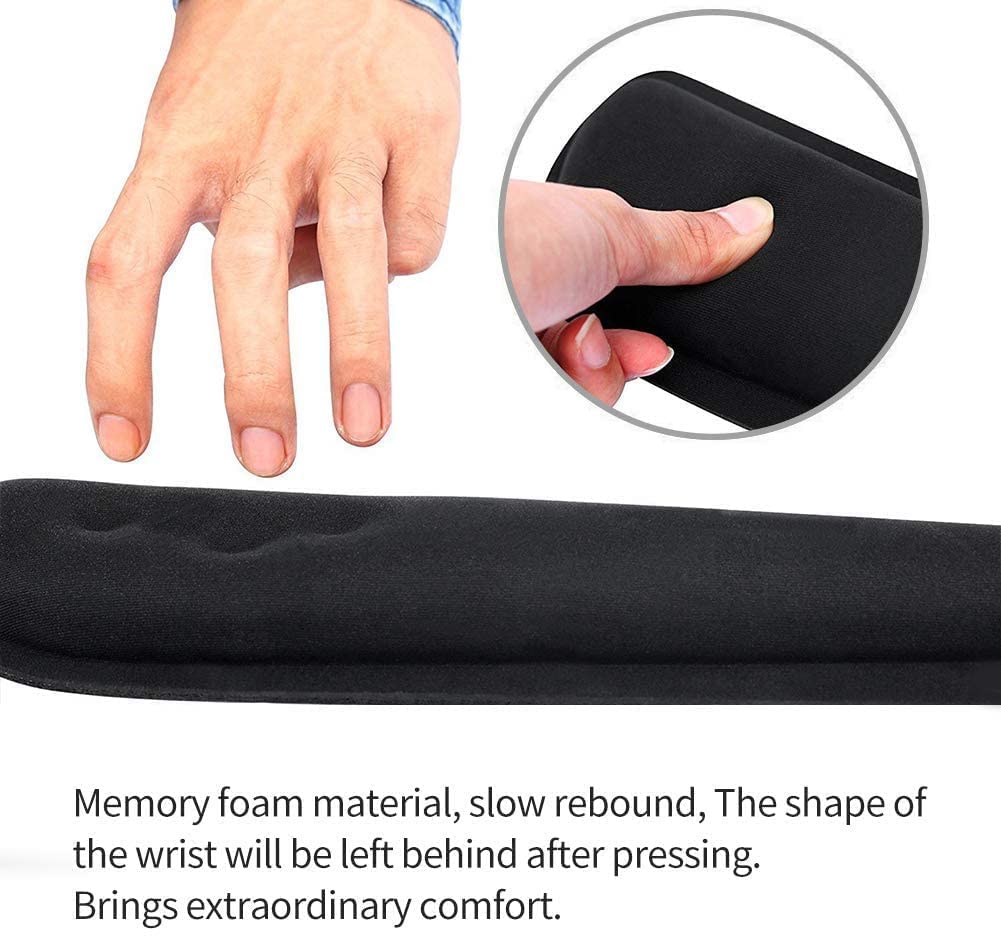 SYGA Keyboard Wrist Rest Pad Leather Mouse Keyboard Wrist Rest Support Pad Set with Comfortable Memory Foam Padding Non-Slip Rubber Base and Ergonomic Design for PC Computer Laptop