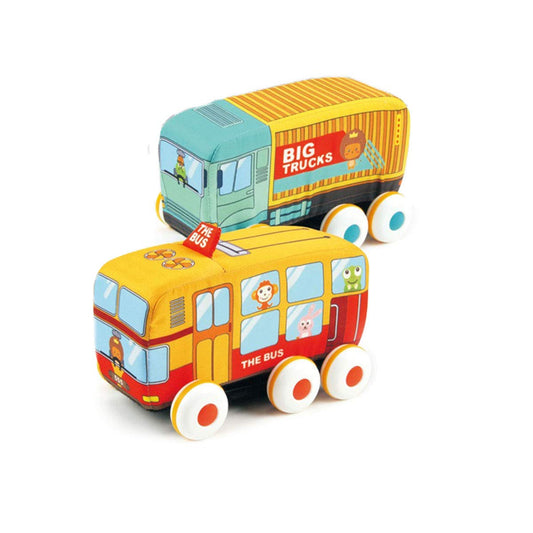 SYGA Large Size 2 Pcs Square and Triangle Shaped 6 Wheels Pullback Cloth Car