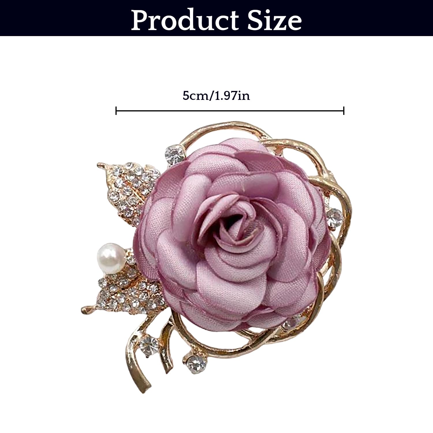 SYGA Women's Floral Brooch Pin with Rhinestones and Pearls (Purple)