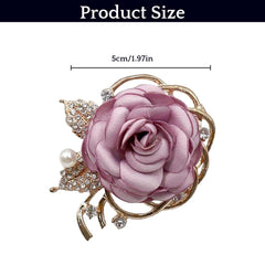 SYGA Women's Floral Brooch Pin with Rhinestones and Pearls (Purple)