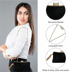 SYGA Women Clutch Bag with Chain Shoulder Strap Tassels Fashion Crossbody Bag Elegant Clutch Purse Hand Bag for Dance Wedding Evening Party Prom Bride- Apricot