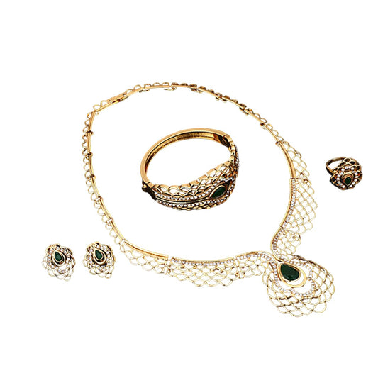 SYGA Pack of 4 Bridal Jewelry Set Necklace,Earrings,Bracelet,Ring Set for Party Wedding Festive for Women & Girls Accessories