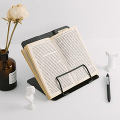 SYGA Reading Bookshelf Metal Mini Book Stand,Book Holder, Adjustable Cookbook,Documents Holder, Portable Bookstand for Music Books, Textbook, Recipe,Tablet, Ipad(Black)