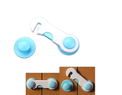 SYGA 12 Pcs Baby Safety Locks | Child Proof Cabinets, Drawers, Appliances, Toilet Seat, Fridge and Oven | Tools Not Required | Uses Dual Adhesive Tape with Adjustable and Latch System (Blue)