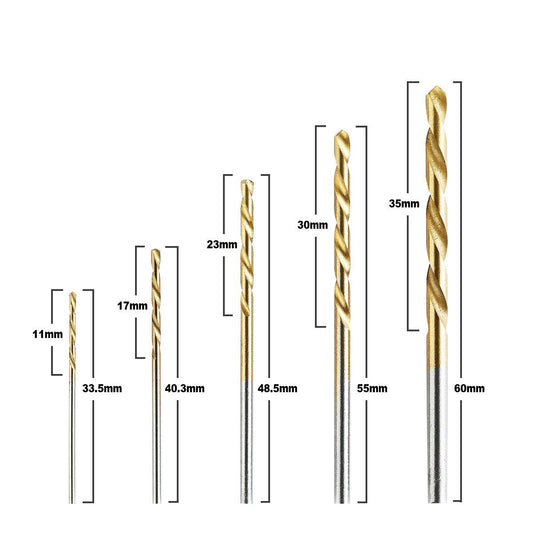 SYGA 50Pcs Twist Drill Bit Set, Titanium Coated High Speed Steel, Mini Drill Bit, Micro Precision 1/1.5/2/2.5/3mm Drill Tool