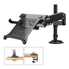 SYGA Adjustable Laptop Monitor Stand, Desk Mount with Full Motion Gas Spring Arm, Black