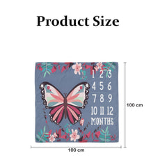 MOMISY Baby Milestone Blanket and Props for Baby's |1 to 12 Months Prop |Baby Bedding |Ac Room Blanket for Summer|Newborn| Infants Winter Blanket(ButterflyBlue)