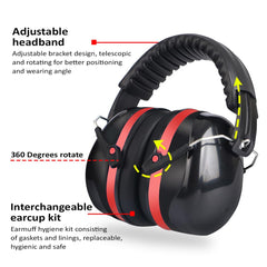 SYGA Children's Noise Reduction Reading Earmuffs, Head-Mounted Soundproof Earmuffs for Studying and Concentration (Red)