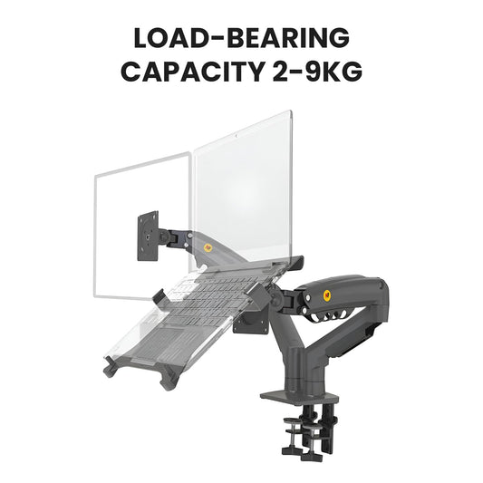 SYGA NB F160-FP Dual Monitor and Laptop Mount, 17-30 inch Screen, 2-9KG Load Capacity, Black