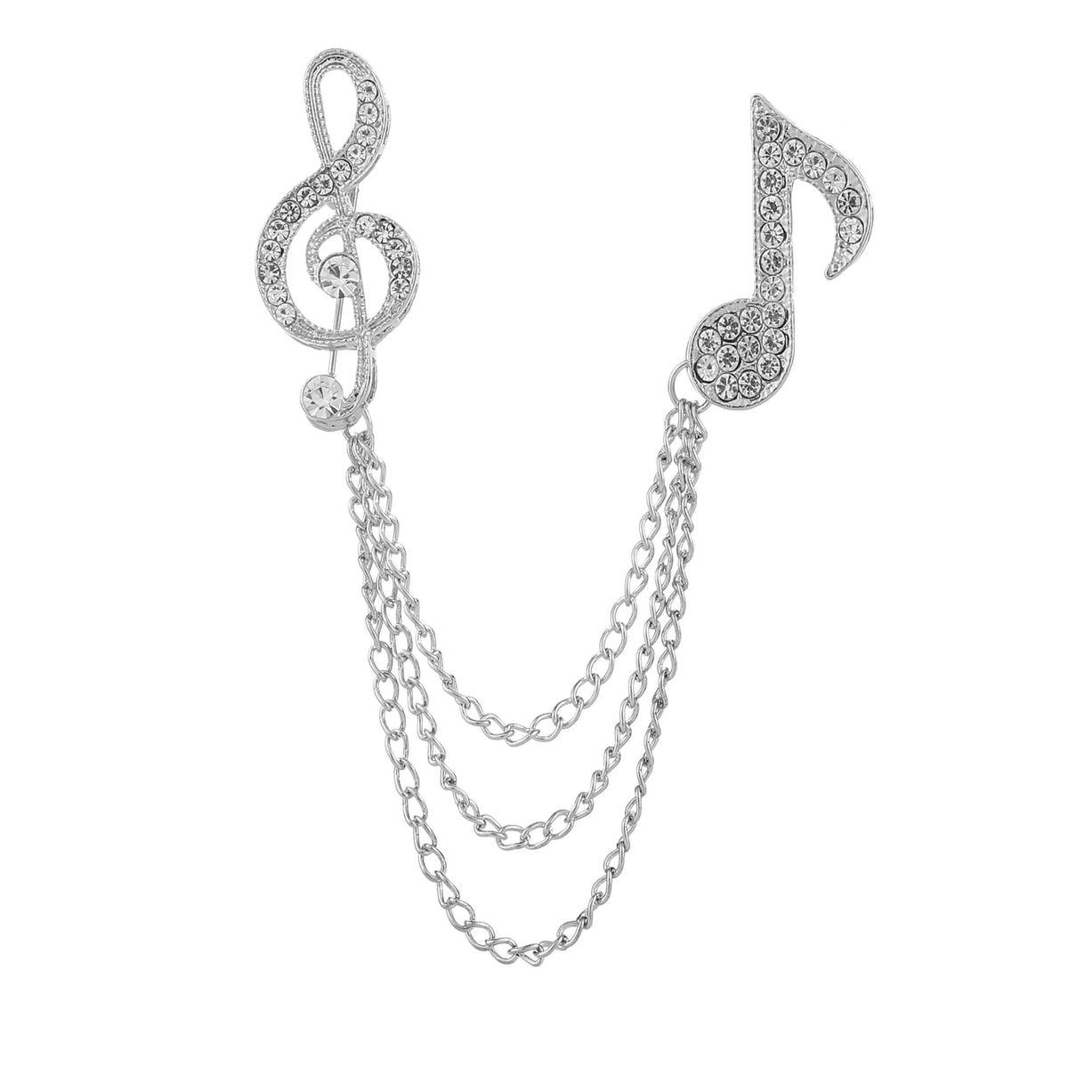 SYGA Men & Women Brooch Music Note Lapel Pin, Gold Plated, Crystal Accents(Silver)
